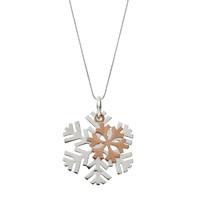 Silver Rose Gold Medium Snowflake Necklace