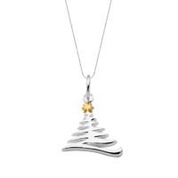 Silver Yellow Gold Medium Zig Zag Christmas Tree Necklace