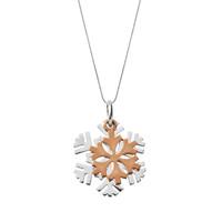 Silver Rose Gold Small Snowflake Necklace