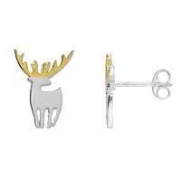 Silver Yellow Gold Reindeer Silhouette Earrings