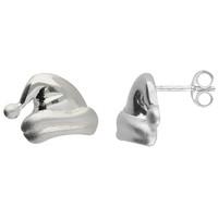 Silver Santa Hat Stud Earrings