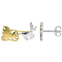 silver yellow gold santas sleigh earrings