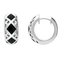 Silver Whitby Jet Curved Geometric Hoop Earrings