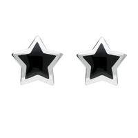 Silver Whitby Jet Framed Star Stud Earrings
