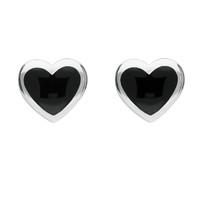 silver whitby jet heart stud earrings