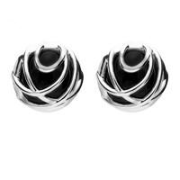 Silver Whitby Jet Squiggle Stud Earrings