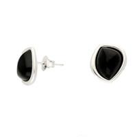 Silver Whitby Jet Abstract Marquise Stud Earrings