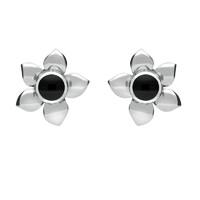 silver whitby jet petal stud earrings