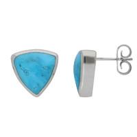 Silver Turquoise Medium Curved Triangle Stud Earrings