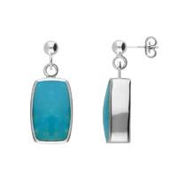 Silver Turquoise Petite Barrel Drop Earrings