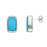 Silver Turquoise Petite Barrel Stud Earrings