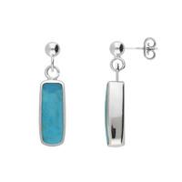 silver turquoise petite oblong drop earrings