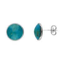 Silver Turquoise Round Medium Stud Earrings