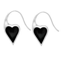 Silver Whitby Jet Heart Drop Earrings