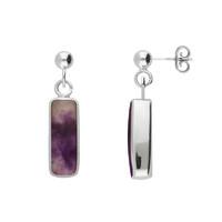 Silver Blue John Oblong Drop Earrings