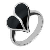 silver whitby jet split heart ring