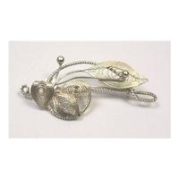 Silver filigree G Clef leafy brooch - 925 stamp