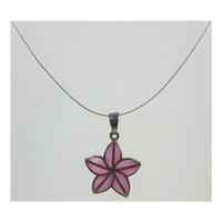 Silver tone chain necklace with pink flower pendant - 925 stamp