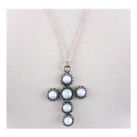 Silver tone cross pendant necklace