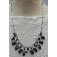 silver chain and black bead necklace unbranded size medium black neckl ...