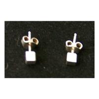 Silver Cube Pierced Earrings
