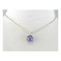 Silver chain & blue crystal ball pendant - 925 stamp