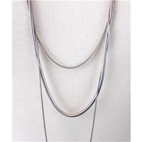 Silver tone 3 strand snake chain necklace