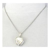Silver tone chain necklace with heart locket pendant  925 stamp