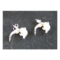 Silver-tone Dolphin Pierced Earrings