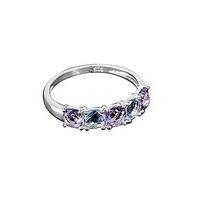 Silver Amethyst and Blue Topaz Ring