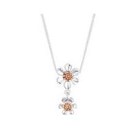 simply silver double flower necklace