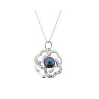 Silver Pearl and Cubic Zirconia Pendant
