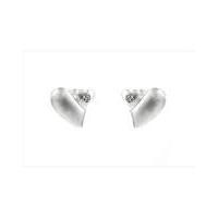 Silver and Diamond Matt Heart Earrings