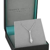 simply silver navette stick necklace