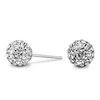 simply silver pave ball stud earring