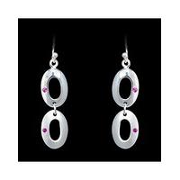 silver and pink sapphire drop earrings