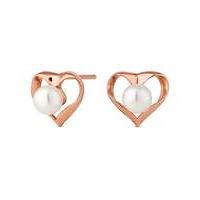 simply silver open heart pearl earring