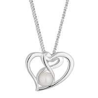Simply Silver open heart pearl necklace