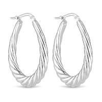 simply silver textured hoop earring