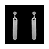 Silver and Diamond Matt Dropper Earrings