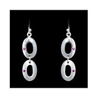 Silver and Pink Sapphire Drop Earrings