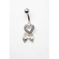 Silver Mini Heart Dropper Navel Bar