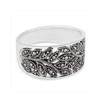 Simply Silver marcasite leaf band ring