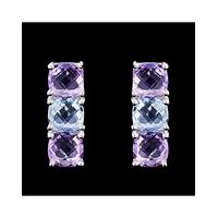 Silver Amethyst and Blue Topaz Earrings