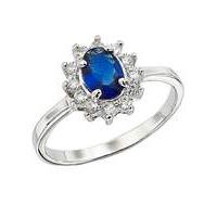 Silver Blue Cubic Zirconia Ring