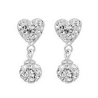 Simply Silver pave heart drop earring