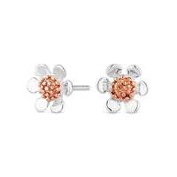 simply silver two tone flower earring