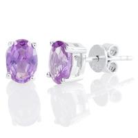 Silver June Oval \'Alexandrite Purple\' Cubic Zirconia Earrings OJS0018E-CZ-AL