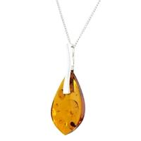 Silver Amber Marquise Pendant P461