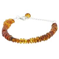 silver amber disc beaded bracelet ba813